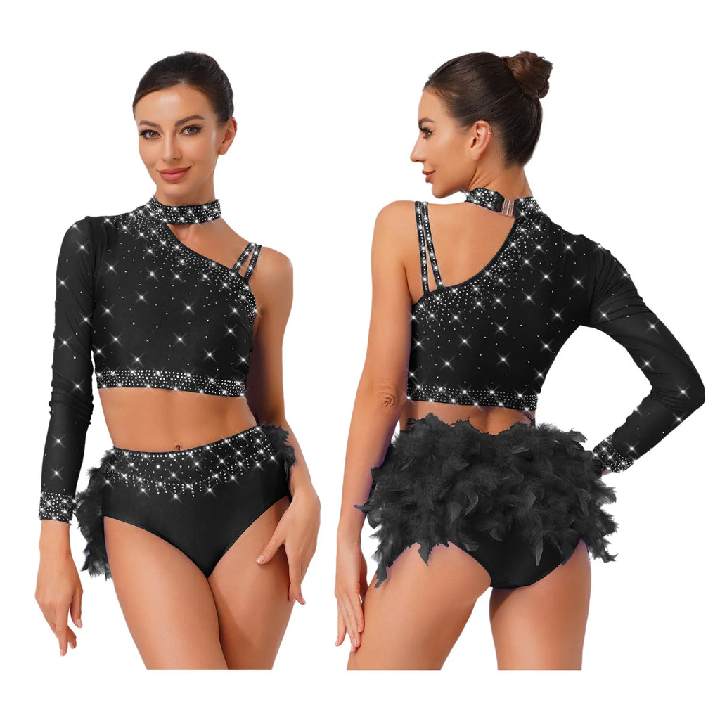 Latin Dance Set | Rhinestones & Faux Feathers