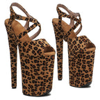 9-Inch Leopard Print Platform Sandals - Suede High Heel Performance Shoes