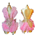 Pink Floral Stage Dress | Rhinestones