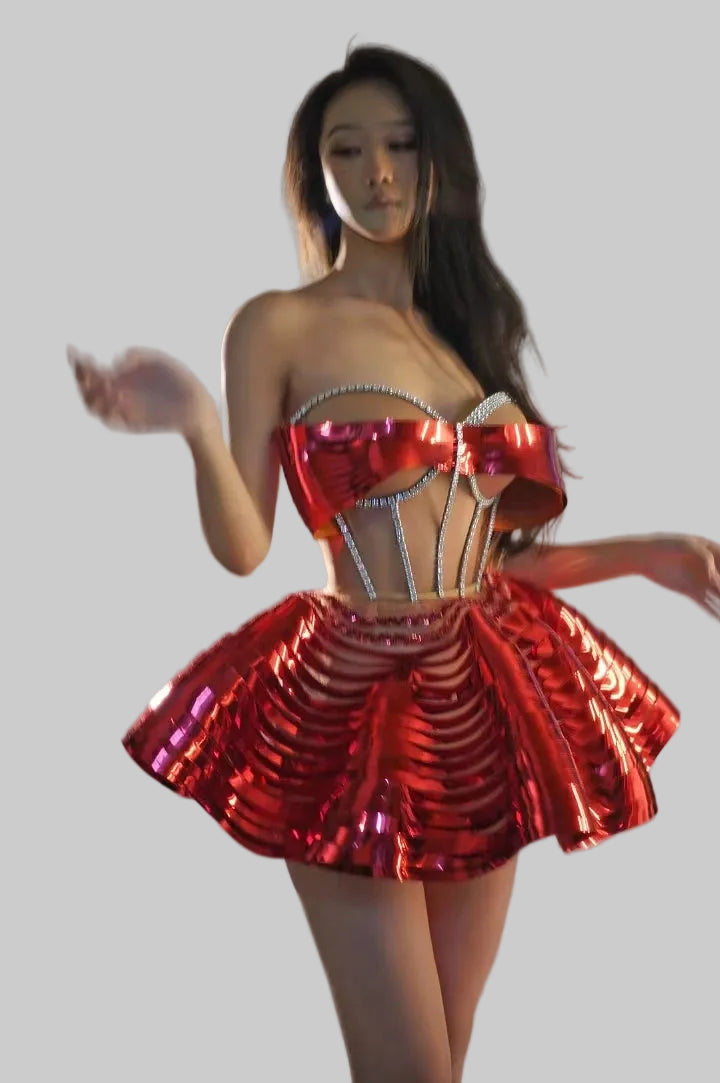 Shiny 2-Piece Rayon Skirt Set