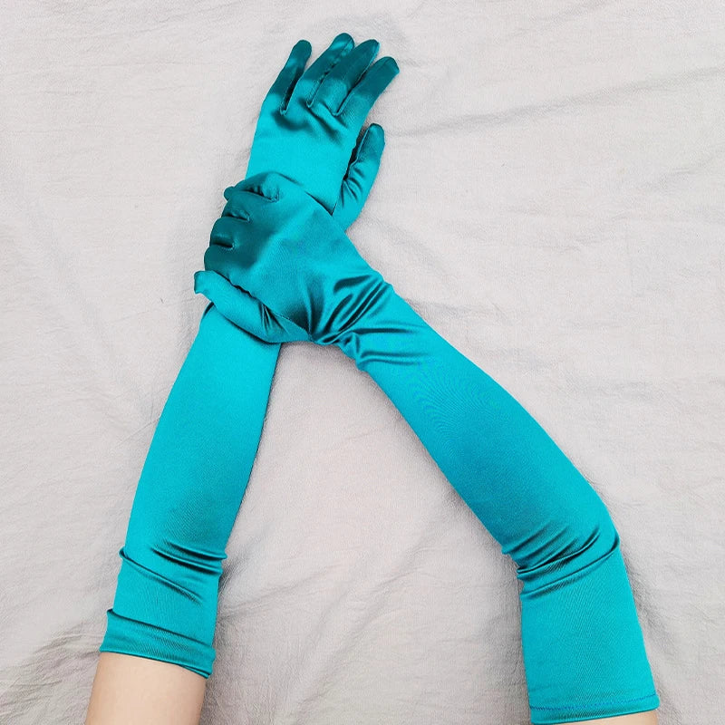 Elbow-Length Satin Gloves | Stagewear
