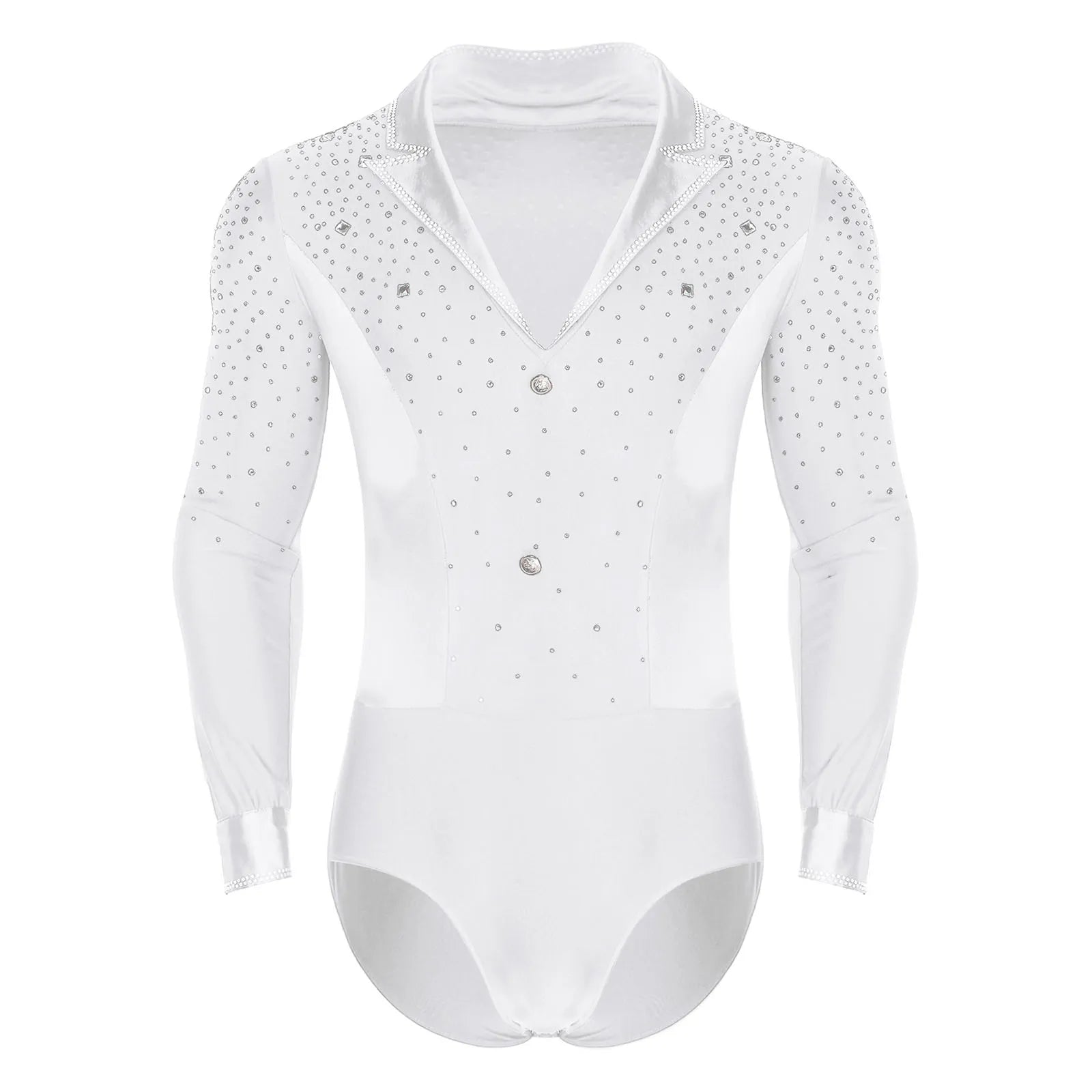 Men's Rhinestone Dance Leotard | Long Sleeve | Latin & Figure Skating