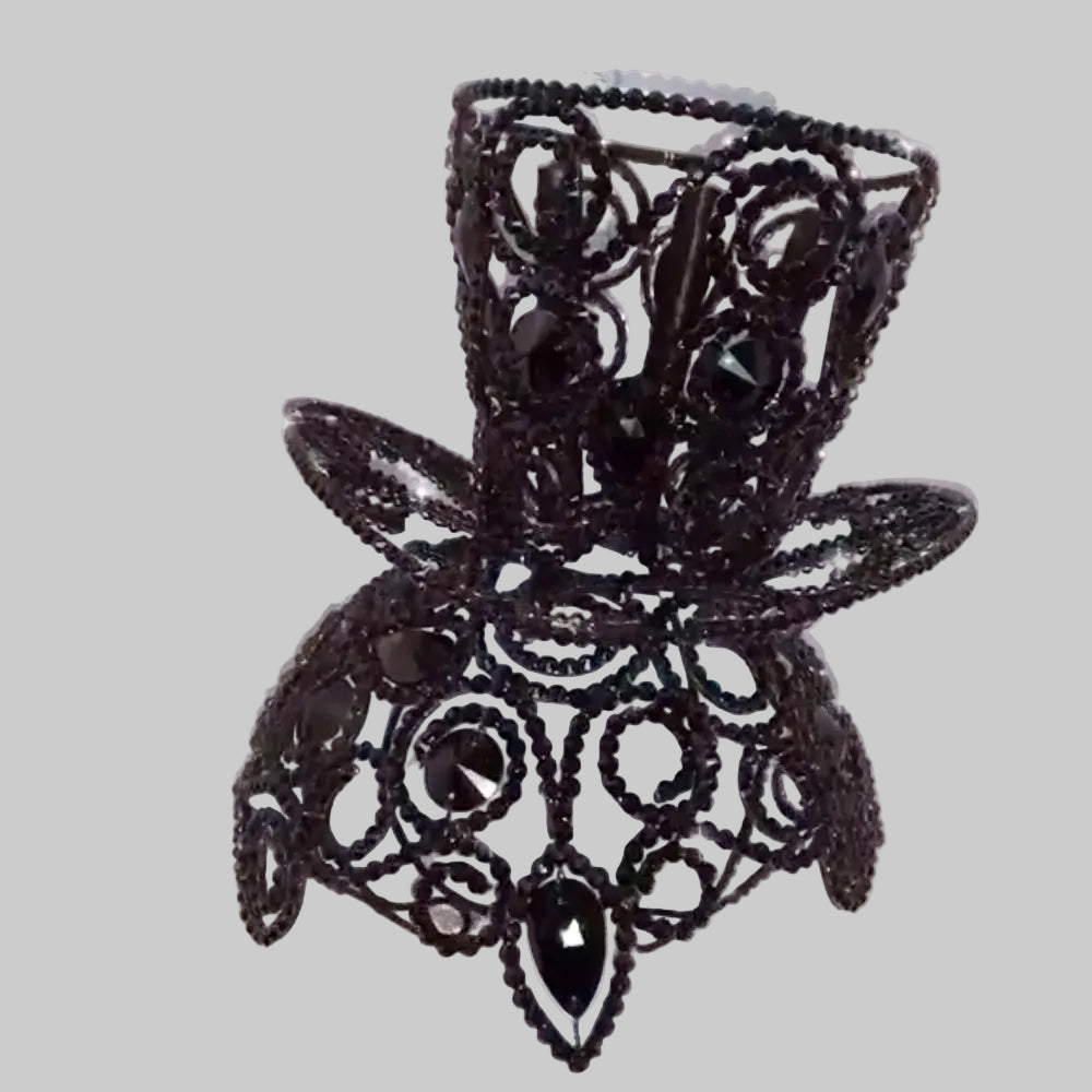 Rhinestone Top Hat Headpiece - Crystal Mini Top Hat for Stage & Party