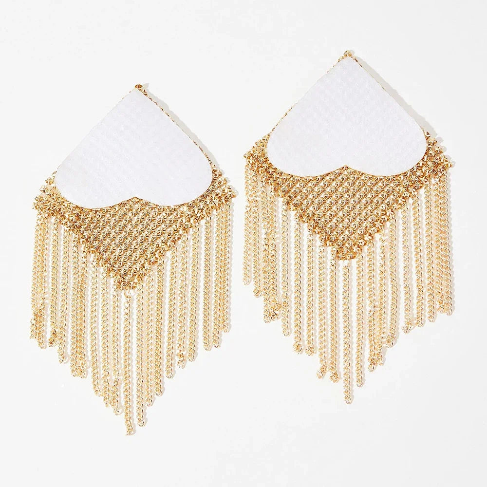 Diamond Mesh Nipple Pasties | Gold Tassel | Stage