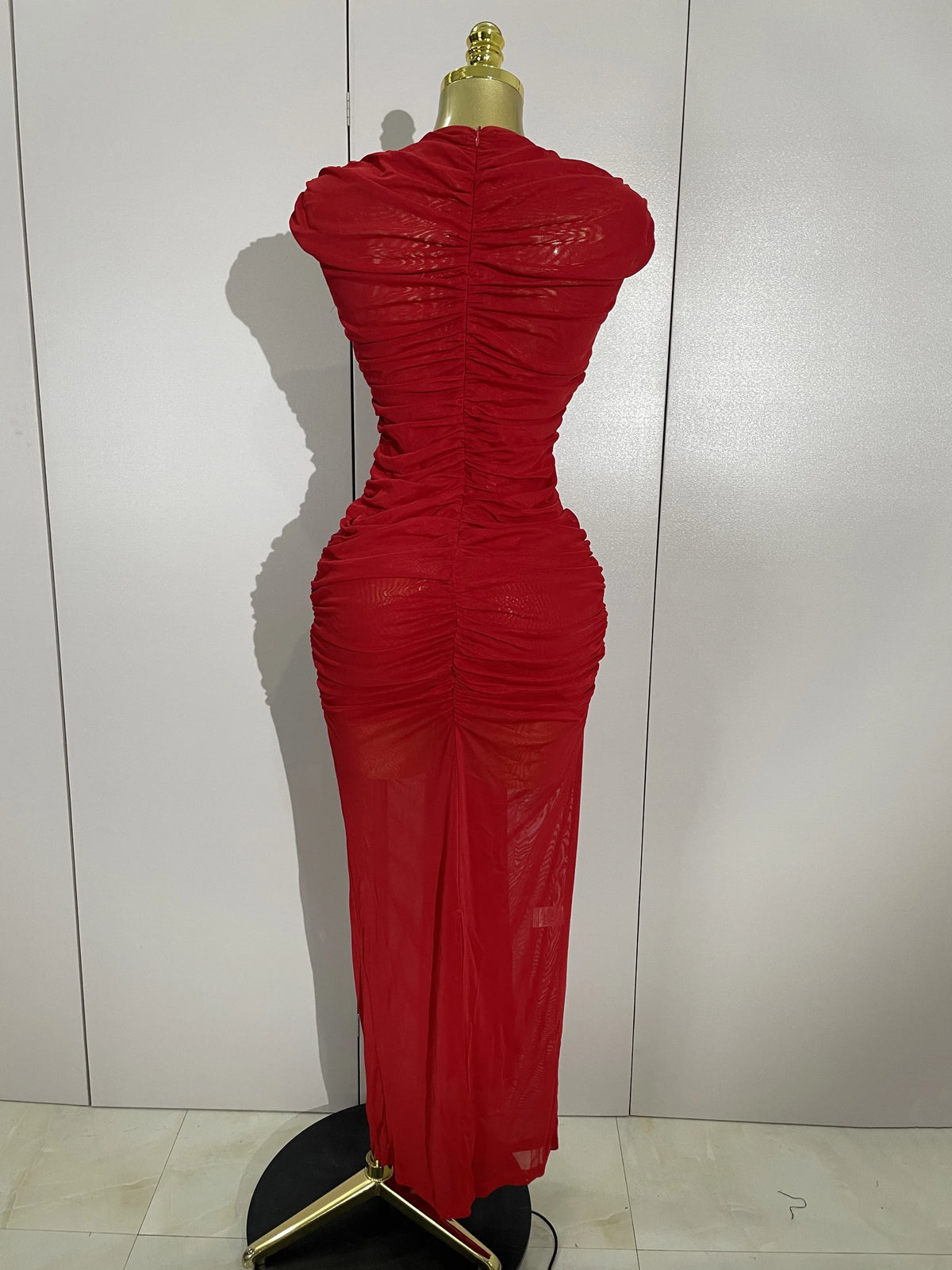 Hollow-Out Mesh Bodycon Maxi Dress | Stage & Performance