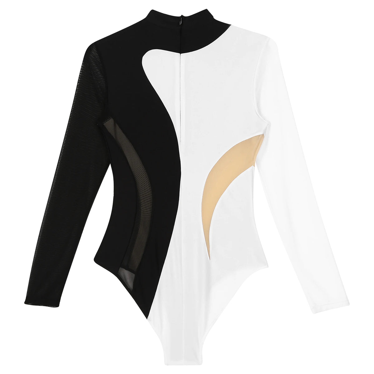 Dance Leotard | Rhinestone Color-Block Mesh