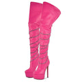 Chain-Detail Thigh-High Platform Boots | 15–16 cm Heel