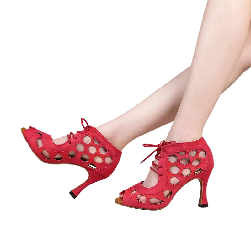 Women's Suede Latin Dance Heels | Rumba Salsa Tango | Cuban Heel