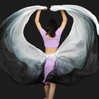 Belly Dance Silk Isis Wings | Semi-Circle Veil Set of 2 | with Sticks