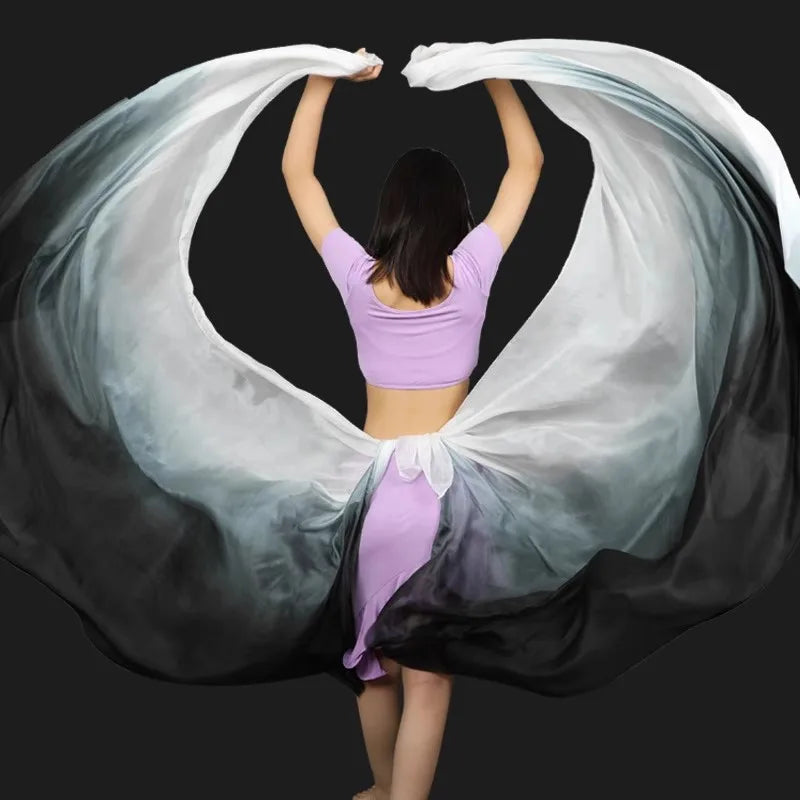 Belly Dance Silk Isis Wings | Semi-Circle Veil Set of 2 | with Sticks
