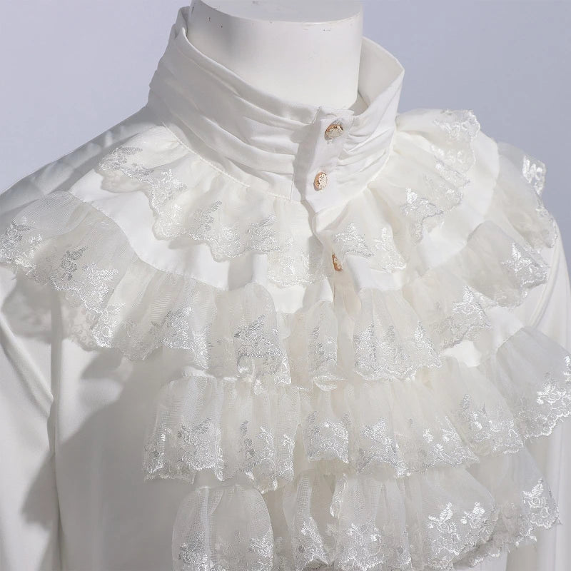 Victorian Ruffle Shirt | Stand Collar | Steampunk