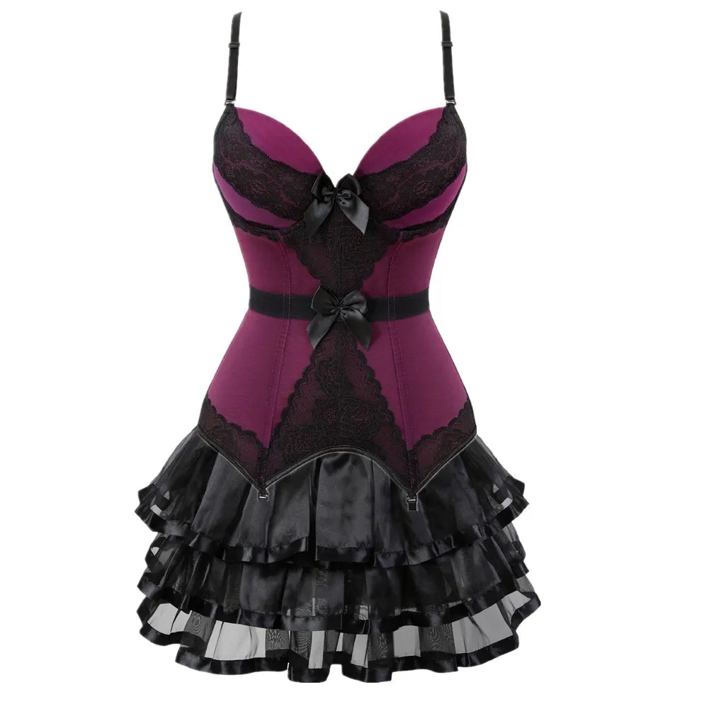 Overbust Corset & Tutu Skirt Set | Straps Cup | Burlesque