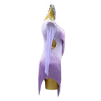 Purple Rhinestone Fringe Latin Dance Dress with Ornaments Set