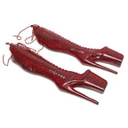 9-Inch Snake-Textured Platform Boots - Lace-Up Dance Boots
