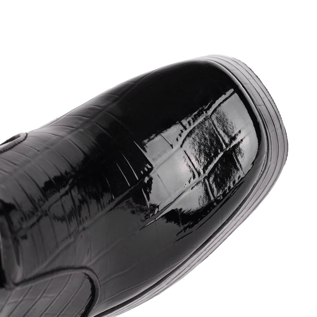 Knee-High Platform Boots | Croc-Effect | 14cm