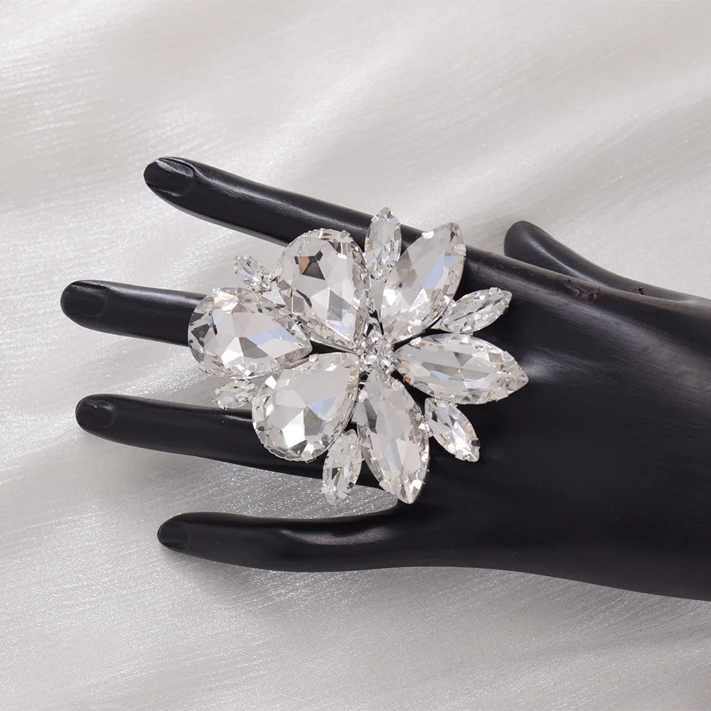Oversized Rhinestone Cocktail Ring | Adjustable