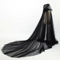 Hooded Tulle Cape | Floor Length | Black, White & Red
