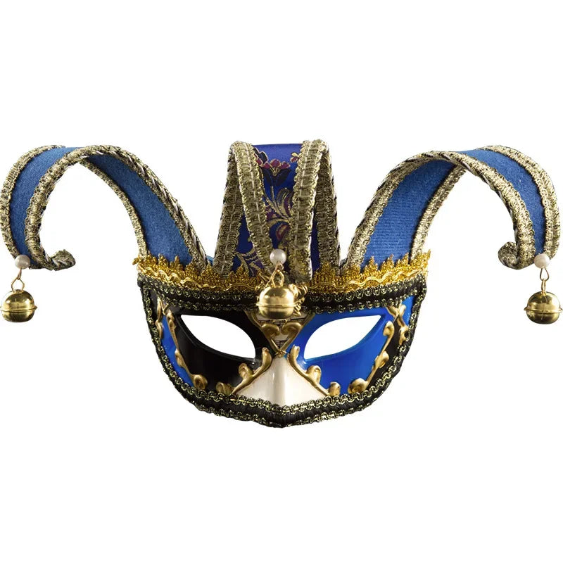 Venetian Jester Mask | Bell-Tipped Horns | 3 Colors