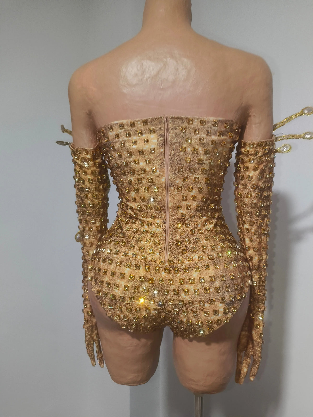 Rhinestone Stage Bodysuit | Gold Eye Motif