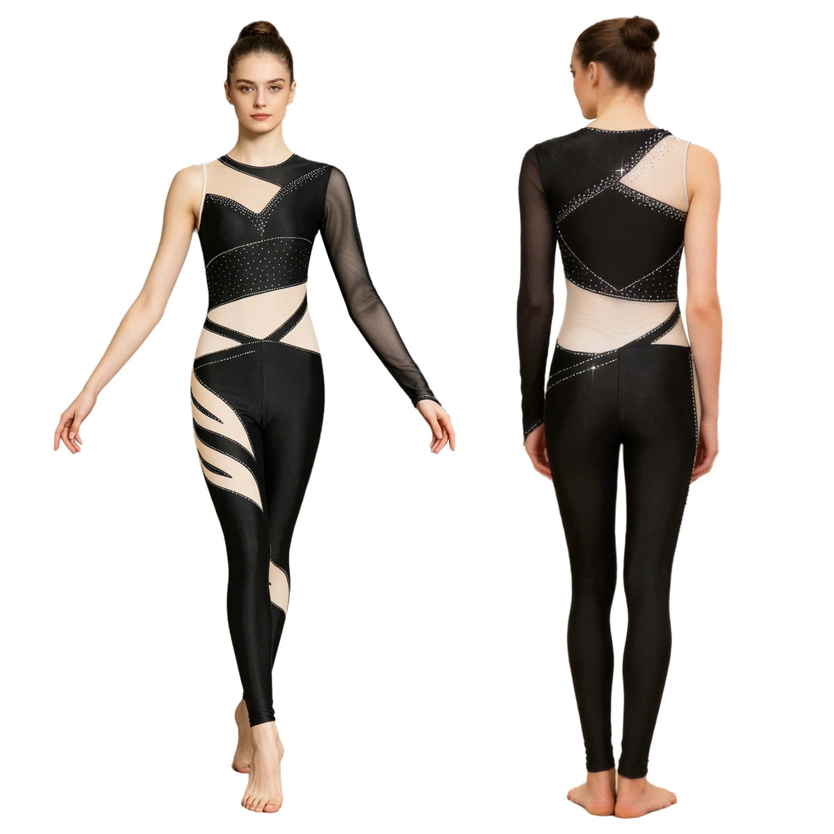 Women's Rhinestone Mesh Unitard | Multiple Styles | 20 Designs | S–3XL