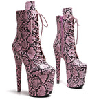 20cm Snake Matte Ankle Boots - Exotic Platform Dance Boots