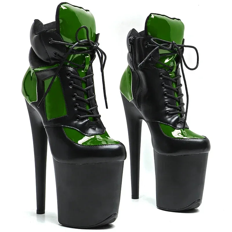 8-Inch Patent Ankle Boots - Lace-Up Dance Boots