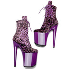 20CM Platform Ankle Boots - Leopard Print High Heel Pole Dance Boots