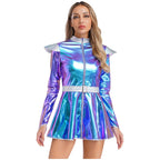 Metallic Space Alien Dress | Long Sleeve A-Line Costume
