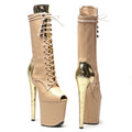 20CM Platform Ankle Boots - Mixed Finish Open Toe High Heel Pole Dance Boots