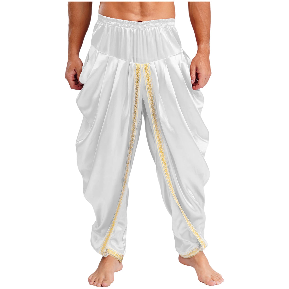 Men's Satin Dhoti Pants | Draped | Elastic Waist