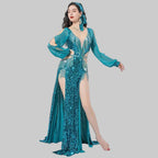 Egyptian Baladi Dress - Sequined Belly Dance Costume Set