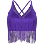 Fringe Tassel Crop Top | Crisscross Back | Latin Dance & Stage | 7 Colours