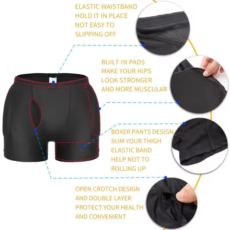 Padded Hip Enhancer Shorts | Masc Butt Booster Shapewear