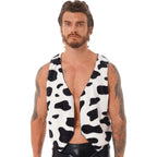 Cow Print Flannel Vest | Men's Festival Costume