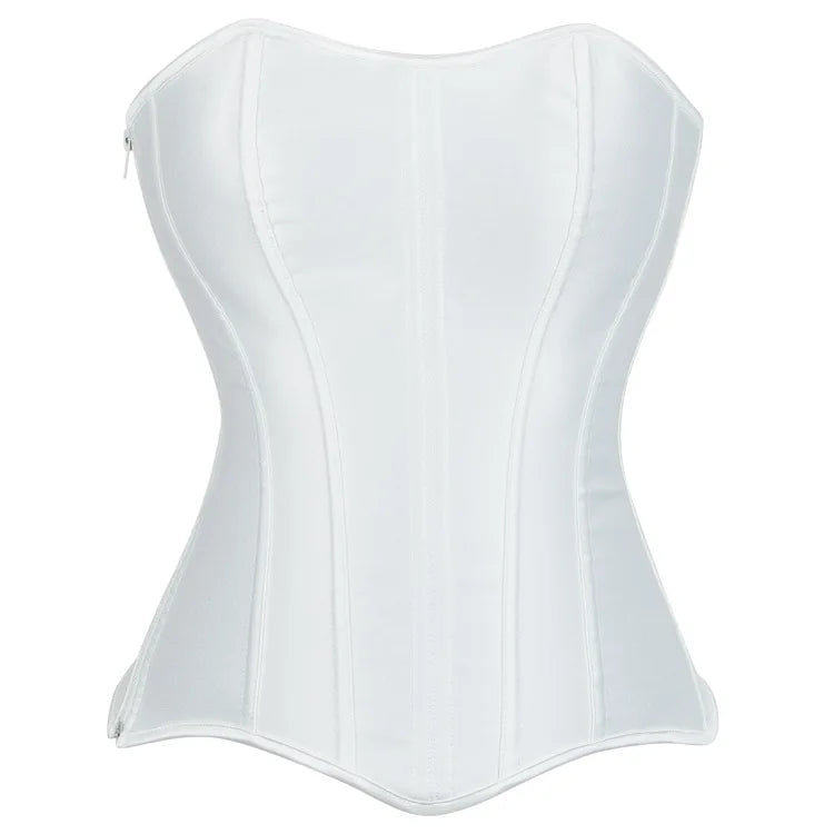 Rhinestone Overbust Corset | Boned Bustier | Black & White