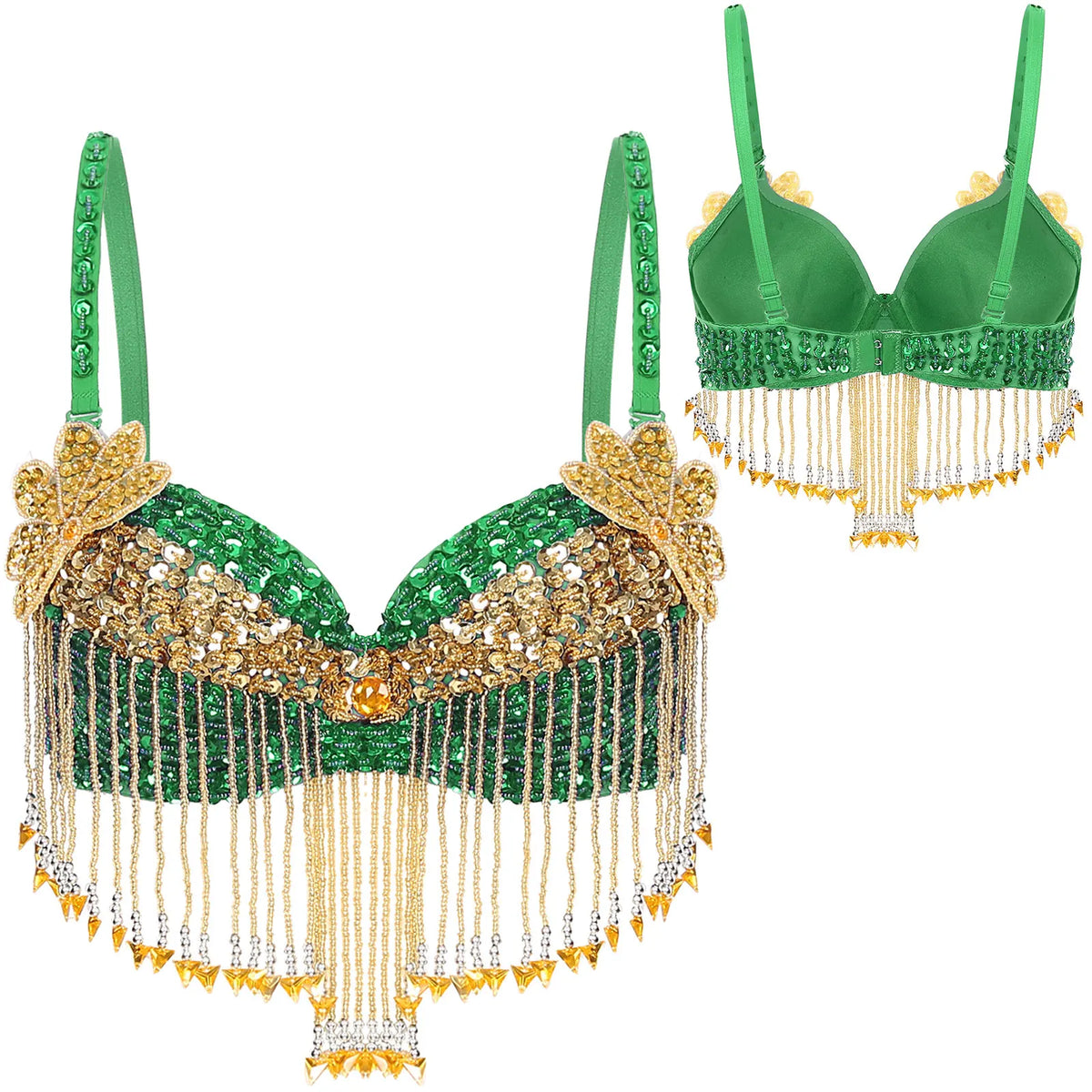 Sequin Beaded Tassel Belly Dance Bra | Underwired | Festival & Stage | One Size