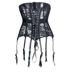 Leather & Lace Underbust Corset | Garter Suspenders | 12-Bone | Plus Size
