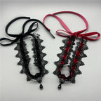 Lace Choker | Velvet Bow & Drop Pendant | Gothic