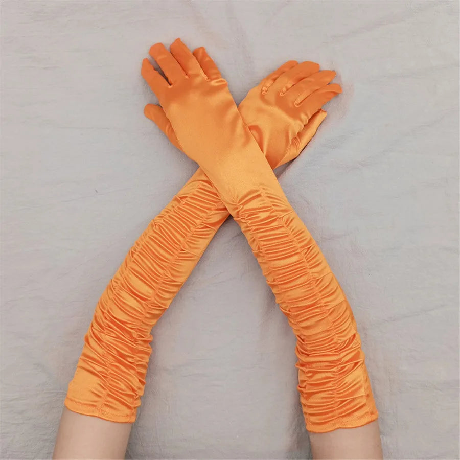 Long Satin Opera Gloves - Dance & Performance Stretch Gloves
