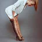 Thigh-High Chain Boots | Hollow Cut Suede | Stiletto Heel