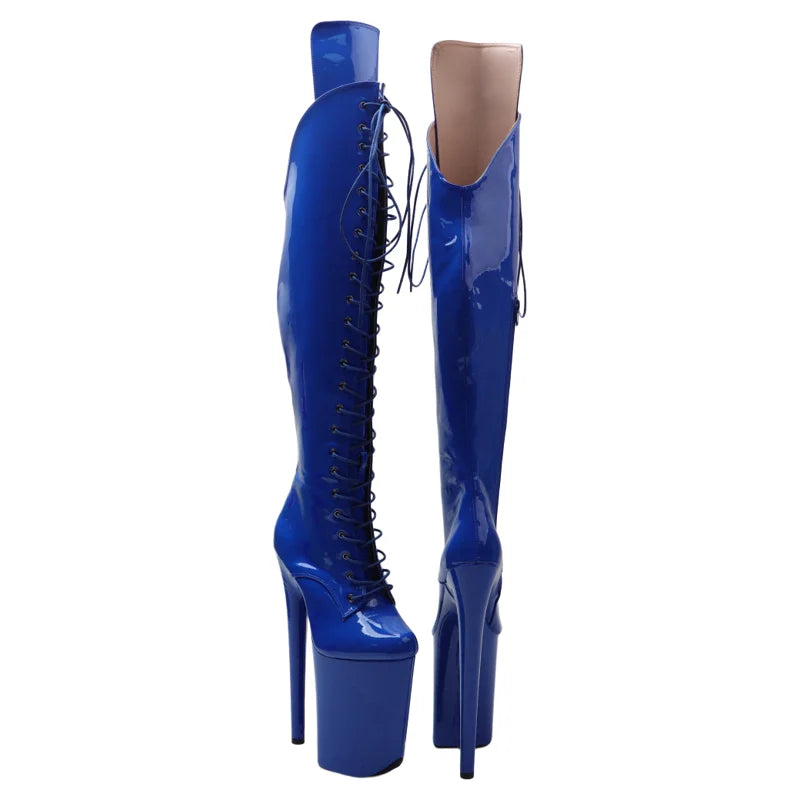 23CM Patent Platform Pole Dance Boots - Ultra High Heel Shiny Performance Boots