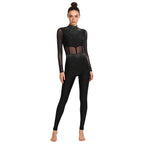 Women's Rhinestone Sheer Mesh Dance Jumpsuit | Mock Neck & One-Shoulder Styles | Gymnastics & Performance