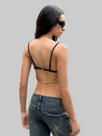 Full Diamond Sequin Halter Crop Top - Deep V-Neck Backless Tank