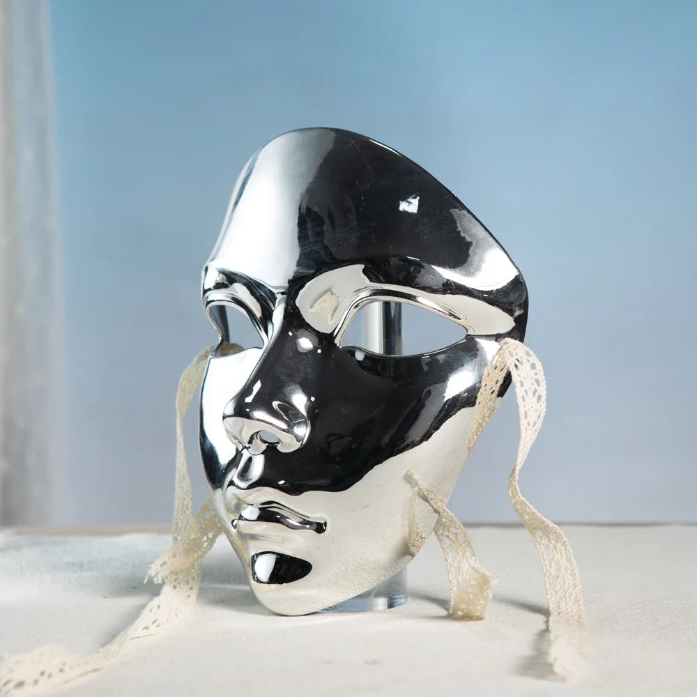 Metallic Full-Face Mask | Silver & Gold | Cosplay & Masquerade