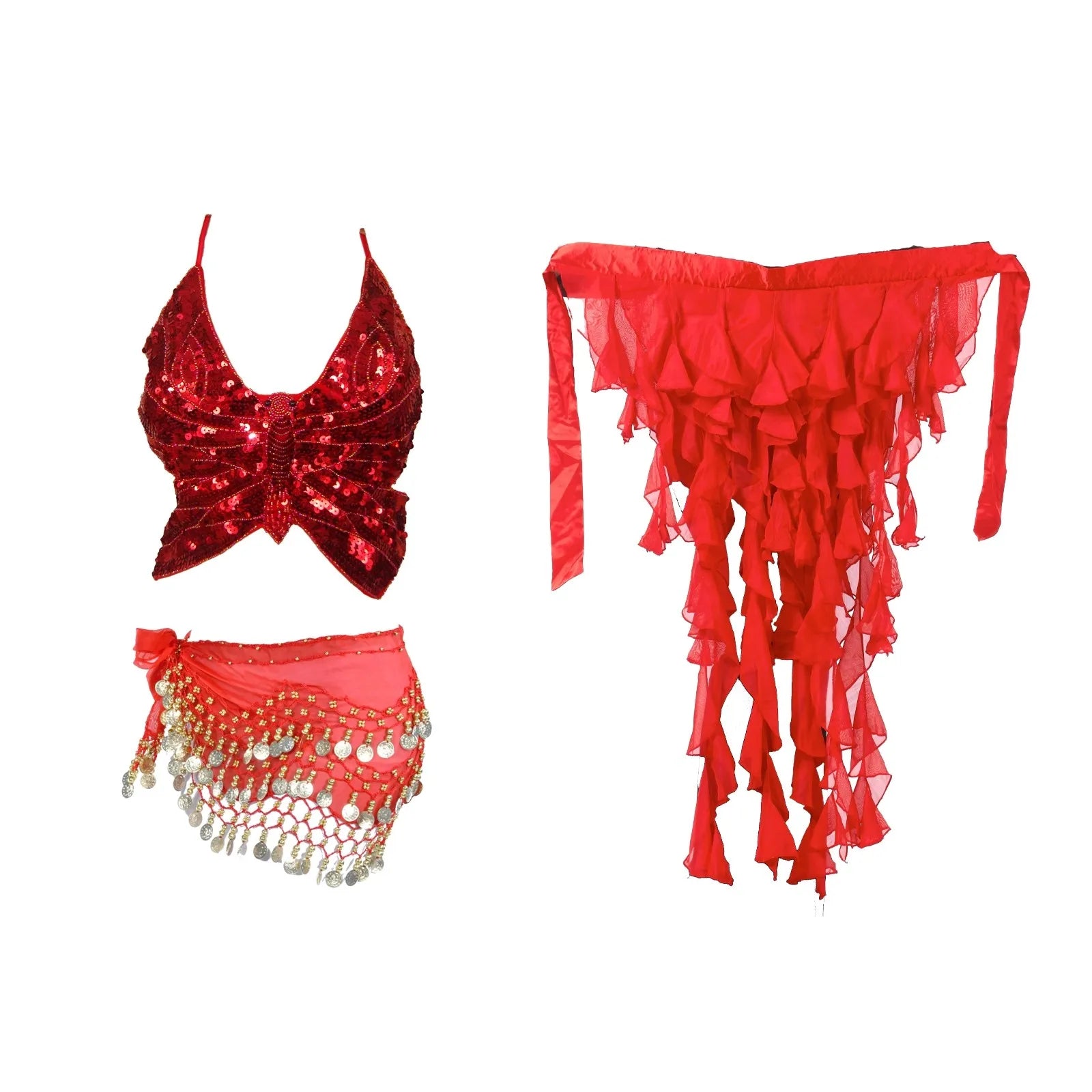 Belly Dance Sequin Halter Bra Top | Padded | Backless | 18 Colors