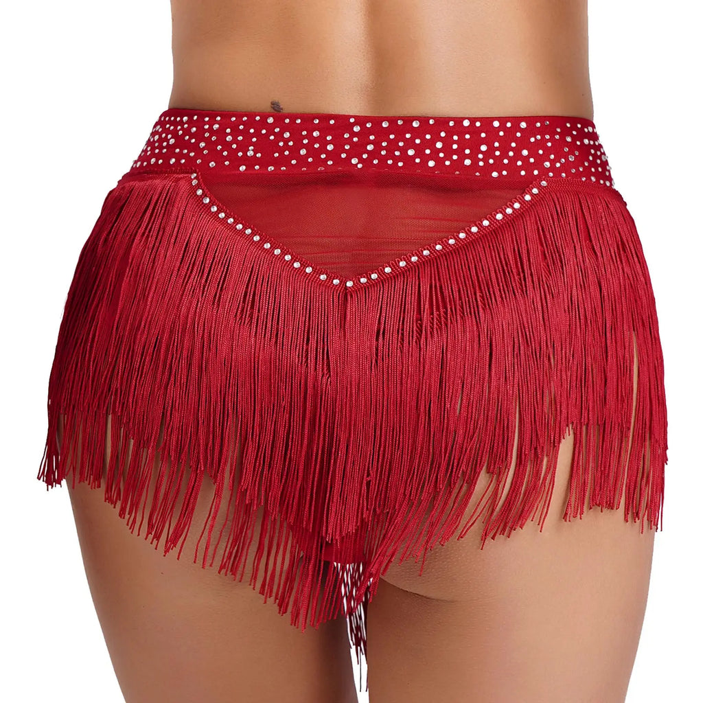 Belly Dance Shorts | Rhinestone Tassel | High Waist