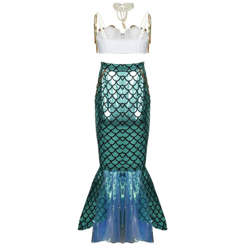 Mermaid Costume | Fish Scale Sequin Gown | Top & Skirt Set