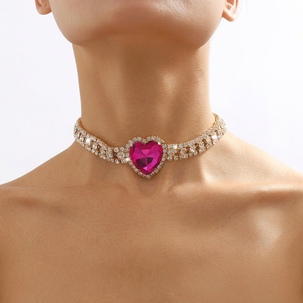Rhinestone Choker | Crystal Heart