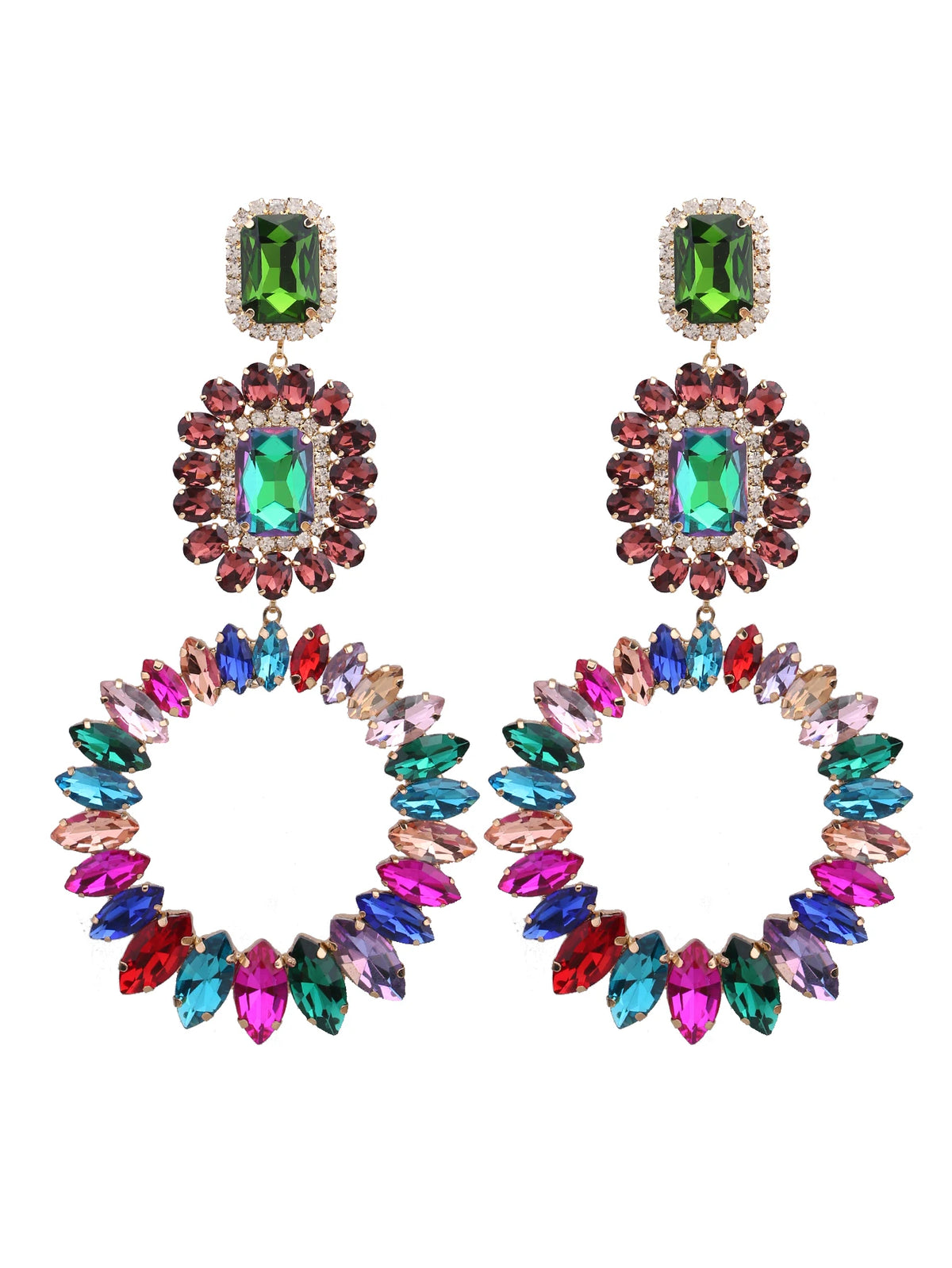Rhinestone Water Drop Earrings | Clip or Pin