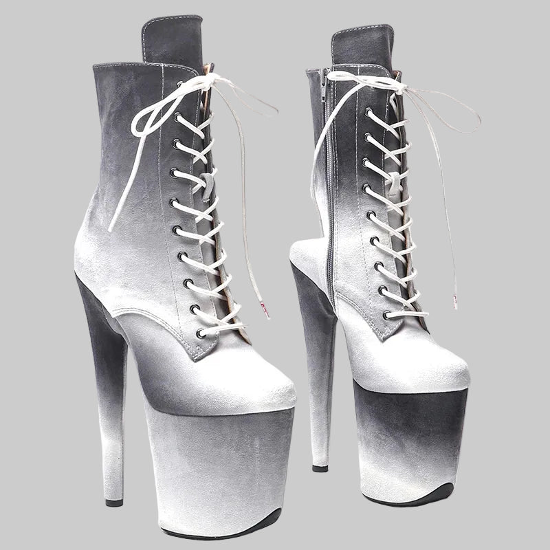 Ombre Suede 8-Inch Platform Pole Dance Ankle Boots